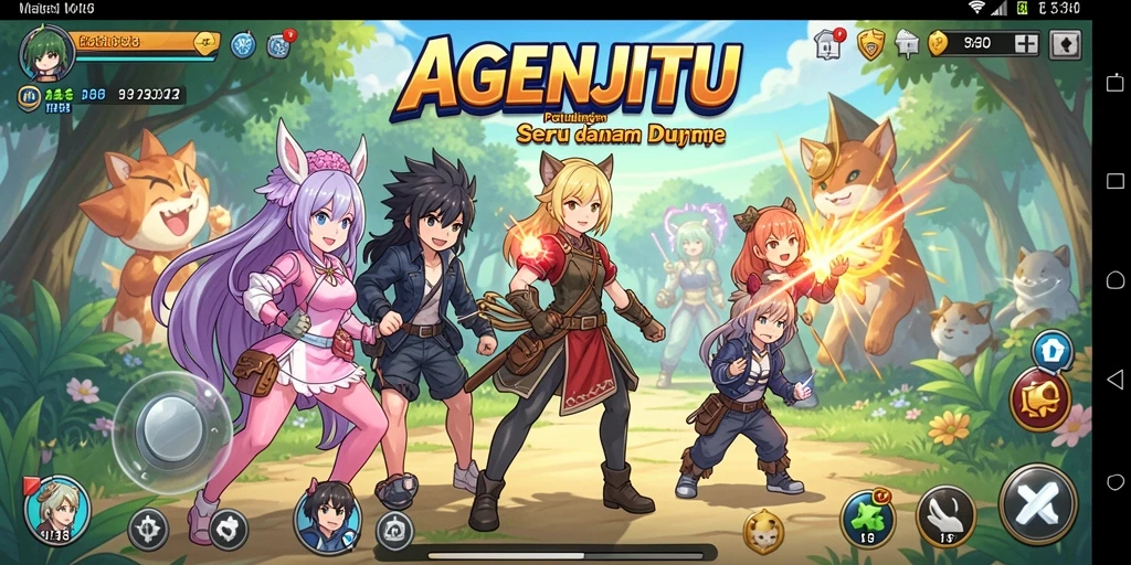 Screenshot AGENJITU menunjukkan aksi pertarungan yang dinamis dan karakter anime yang memukau.