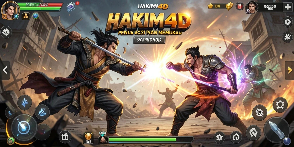 Gameplay HAKIM4D menampilkan pertarungan spektakuler dan seru.