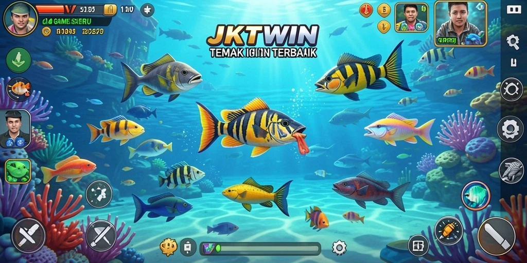 Screenshot JKTWIN menampilkan adegan seru menembak ikan.
