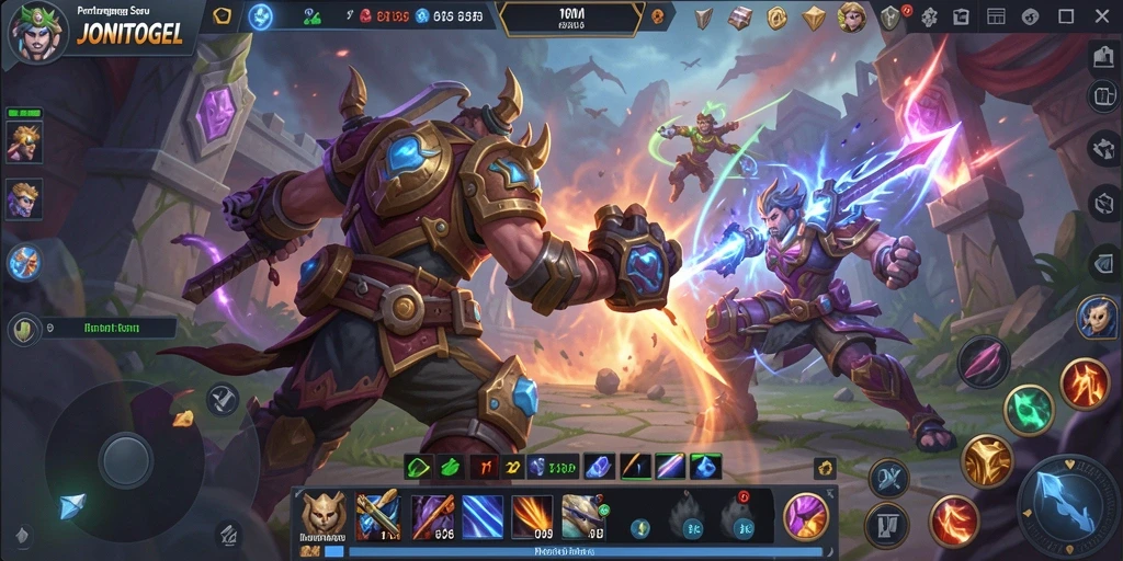 Tangkapan layar action seru dalam game MOBA JONITOGEL.
