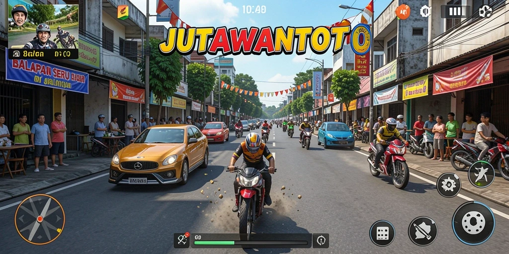 Tampilan action balapan seru dalam JUTAWANTOTO.