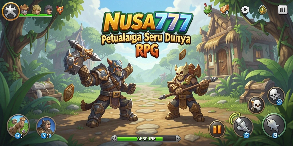 Tampilan gameplay epik di NUSA777 dengan karakter beraksi.