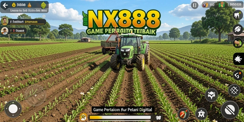 Tampilan gameplay NX888 dengan aktivitas bercocok tanam yang seru.