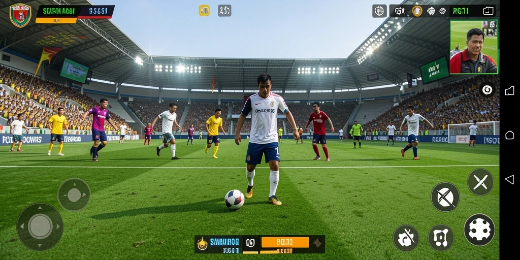 Tangkapan layar PG11 menampilkan aksi pertandingan sepak bola yang mendebarkan.