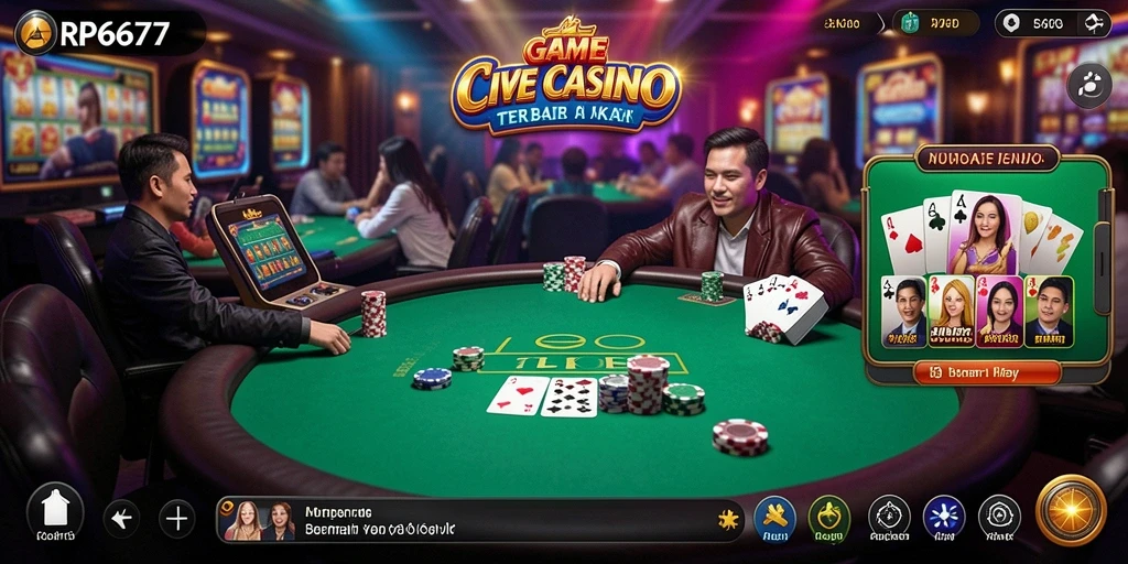 Tampilan gameplay menegangkan dalam permainan Live Casino RP6677.